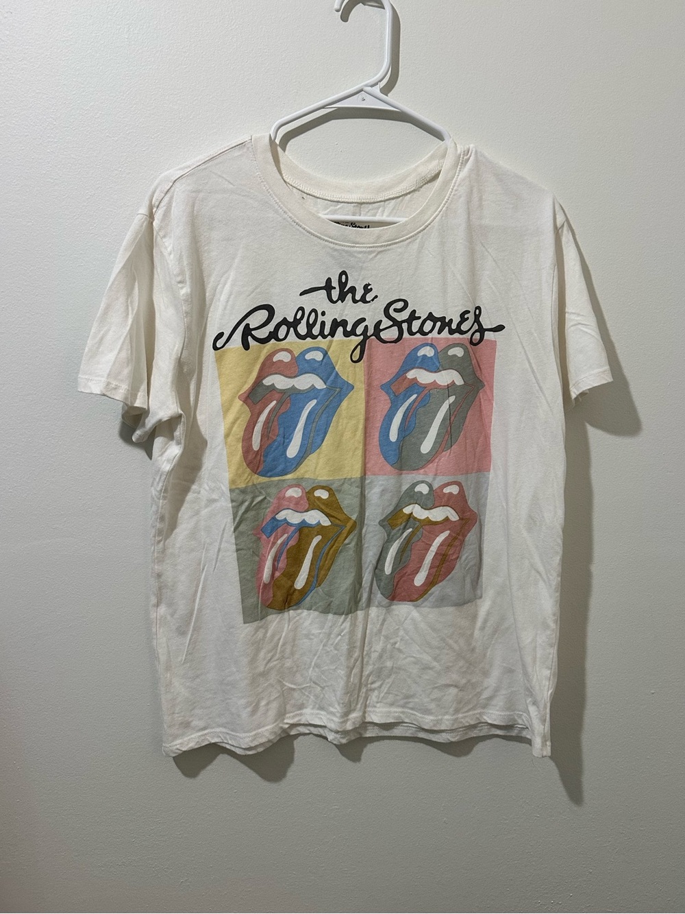 The Rolling Stones White Short Sleeve Pop-Art Tongue Tee